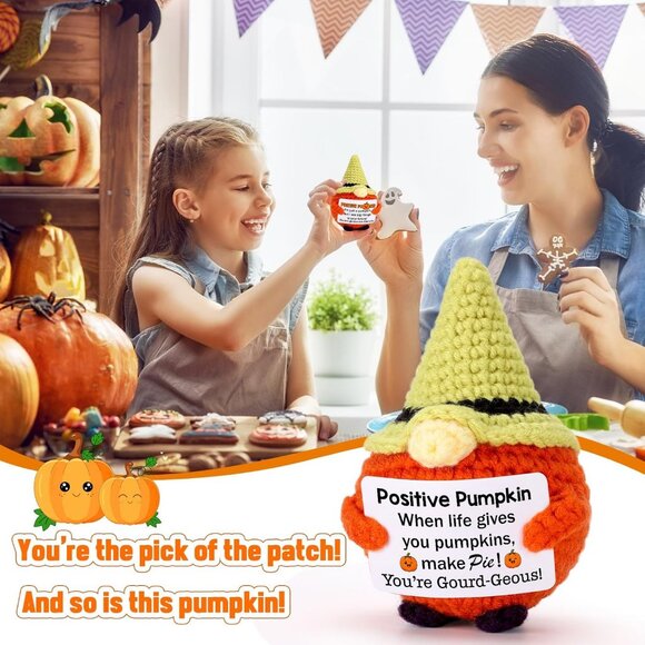 Inspirational Crochet Gnome Pumpkin Gifts - Positive Emotional Support Decor - Picture 6 of 9